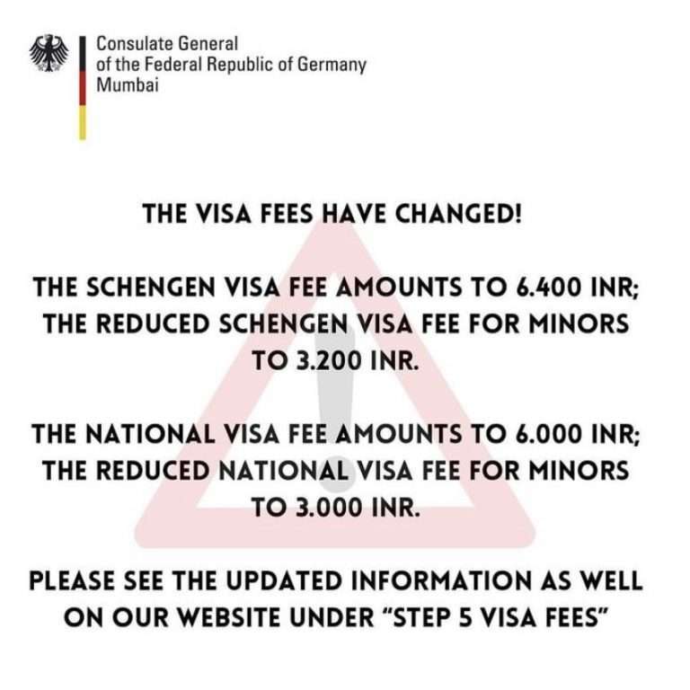 German Consulate Changed Visa Fees for Schengen and National Visa